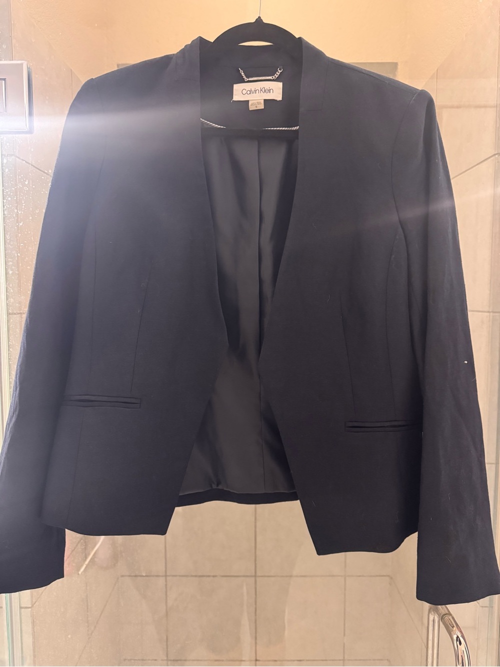 Calvin Klein Women's Black Open-Front Tailored Blazer